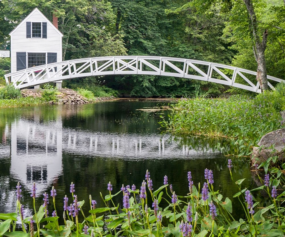 Maine Somesville bridge with reflection in Acadia National Park